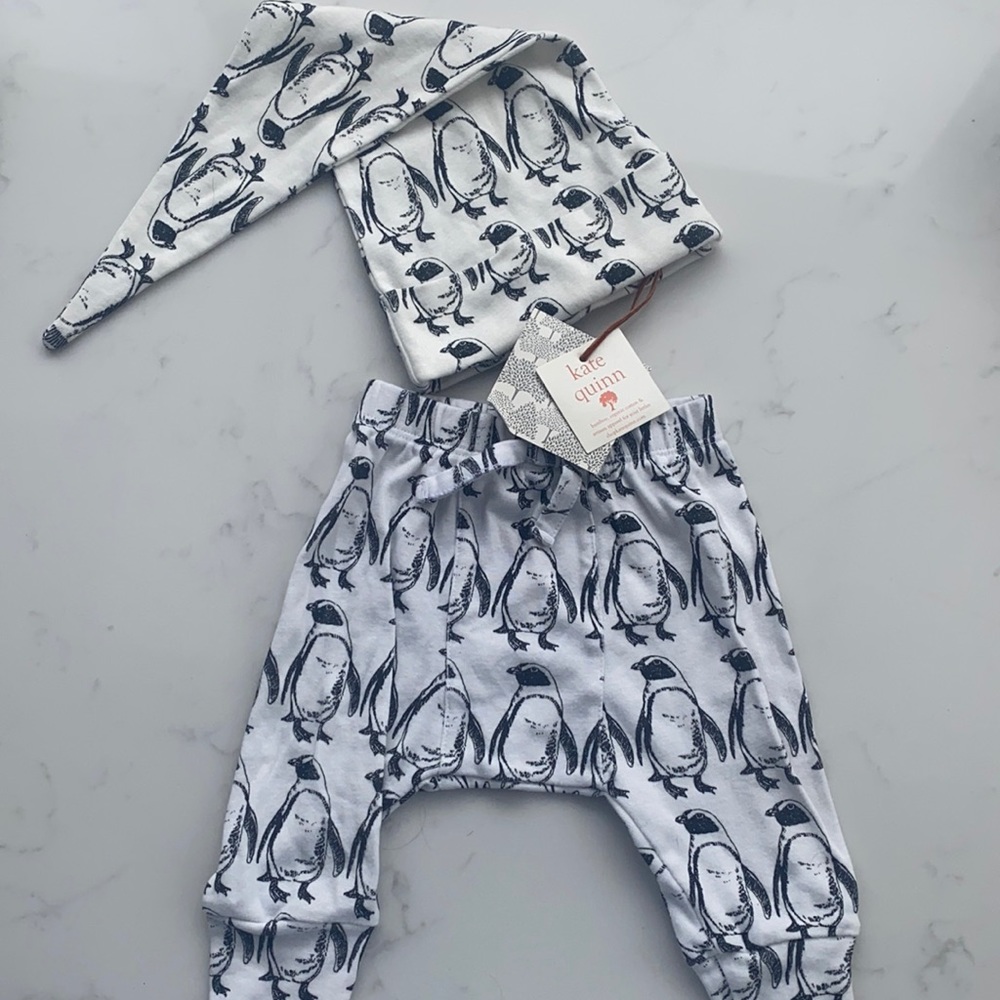 Kate Quinn Penguin gnome hat with matching pants